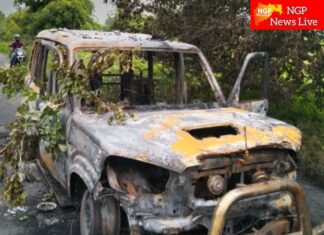 धावत्या स्कॉर्पियोला अचानक भीषण आग : चालकाच्या सतर्कतेने ८ महिला प्रवासी सुखरूप ; साहित्य जळून खाक