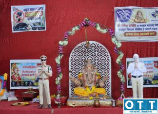 गणपती बाप्पांचा अनोखा संदेश; ‘हेल्मेट घाला, वाहतूक नियम पाळा!’